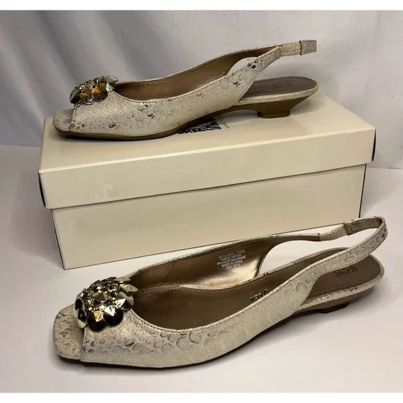 Anne Klein Shoes Anne Klein Iflex Metallic Beaded Flower Burst
